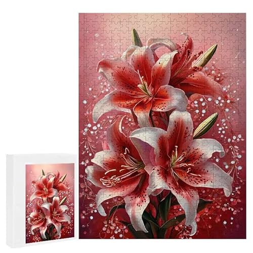 Rote Lilienblume - Puzzles für Erwachsene, Puzzle Erwachsene 1200 Teile, Banksy Little Girl Street Artwork Puzzle 75 x 50 cm, Bunte DIY-Puzzles für Heimdekoration, Familienpuzzle Geschenkideen D-267 von WEISHIWE