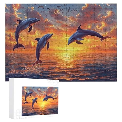 Sonnenuntergangsdelfin - Puzzles für Erwachsene, Puzzle Erwachsene 1500 Teile, Banksy Little Girl Street Artwork Puzzle 87 x 57 cm, DIY-Puzzles für Heimdekoration, Familienpuzzle Geschenkideen D-676 von WEISHIWE