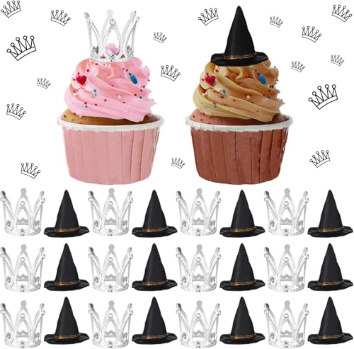 24 Stück Hexenhut Krone Cake Topper Böse Hexen Tortendeko Cupcake-Aufsätze für Halloween Geburtstag Prinzessinnen Motto Hochzeit Themenpartys Dekorationen 24 Stück Hexenhut Krone Cake Topper Böse Hexen Tortendeko Cupcake-Aufsätze für Halloween Geburtstag Prinzessinnen Motto Hochzeit Themenpartys Dekorationen von WEITAPYT