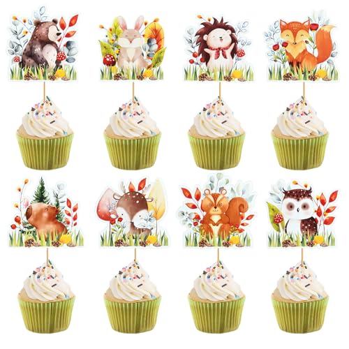 Cupcake Topper Dschungel, 24pcs Torten Topper Dschungel, Dschungel Deko Kuchen, Dschungel Deko Geburtstag Torte, Perfekt für Kindergeburtstage und Partys mit Waldthema von WEITAPYT
