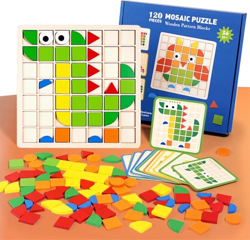 Mosaik Holzpuzzle Montessori Spielzeug ab 3 4 5 6 Jahre Tangram Kinder Hölzerne Muster Blöcke Set Geometrischen Formen Puzzles mit 120 Bausteine und 20 Doppelseitigen Designkarten für Jungen Mädchen Mosaik Holzpuzzle Montessori Spielzeug ab 3 4 5 6 Jahre Tangram Kinder Hölzerne Muster Blöcke Set Geometrischen Formen Puzzles mit 120 Bausteine und 20 Doppelseitigen Designkarten für Jungen Mädchen von WEITAPYT