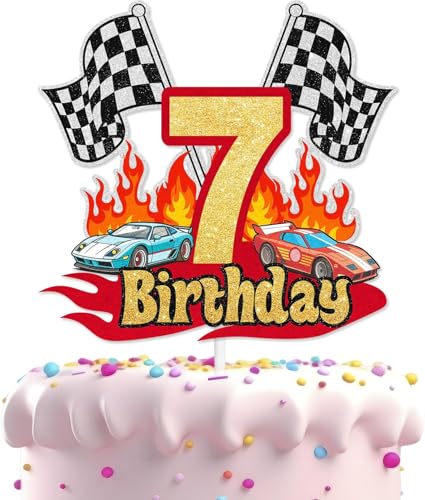 Rennauto Tortendeko, Cake Topper Rennauto, Geburtstag Rennauto Kuchen, Cars Auto Deko Torte, Happy Birthday Geburtstagskuchendekoration mit Zielflagge und Rennthema für 7-Jährige Rennauto Tortendeko, Cake Topper Rennauto, Geburtstag Rennauto Kuchen, Cars Auto Deko Torte, Happy Birthday Geburtstagskuchendekoration mit Zielflagge und Rennthema für 7-Jährige von WEITAPYT