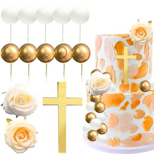 cake topper kreuz gold, 13pcs torten topper kommunion, cake topper blumen rosa, kuchen topper kugeln, cake topper taufe, Geeignet für Christentum, Heilige Kommunion, Taufe, Babyparty cake topper kreuz gold, 13pcs torten topper kommunion, cake topper blumen rosa, kuchen topper kugeln, cake topper taufe, Geeignet für Christentum, Heilige Kommunion, Taufe, Babyparty von WEITAPYT