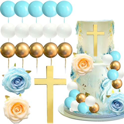 cake topper kreuz gold, 18pcs torten topper kommunion, cake topper blumen rosa, kuchen topper kugeln, cake topper taufe, Geeignet für Christentum, Heilige Kommunion, Taufe, Babyparty cake topper kreuz gold, 18pcs torten topper kommunion, cake topper blumen rosa, kuchen topper kugeln, cake topper taufe, Geeignet für Christentum, Heilige Kommunion, Taufe, Babyparty von WEITAPYT