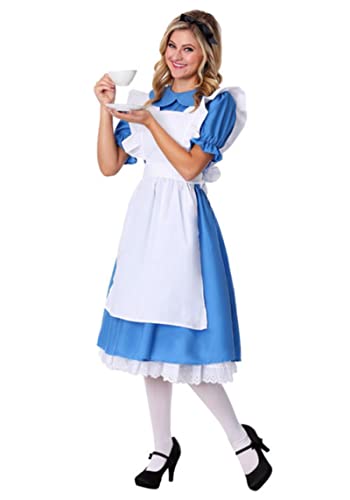WEITING Alice im Wunderland Party Cosplay Kostüm Anime Dienstmädchen Uniform Sweet Lolita Kleid Halloween Kostüme für Damen - Blau, L von WEITING