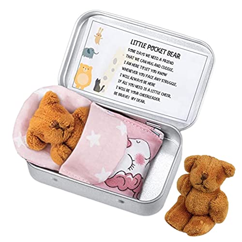 WEITING Kleiner Taschenbär, kleiner Teddybär in einer Weißblechbox, weiches Teddybär-Spielzeug mit Schlafdecke, Mini-Puppenzubehör, Partydekoration von WEITING