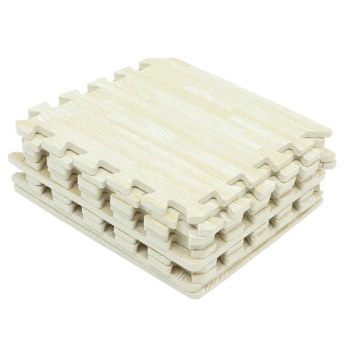 WEKADRIN 10 Stück Teiliges Eva Krabbelmatten rutschfeste Spielmatte mit Holzoptik Schadstofffreie Bodenpolsterung für Kinderzimmer und Wohnzimmer Weiche Schutzmatte für Junge Mädchen von WEKADRIN