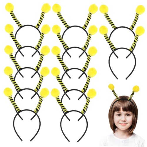 WEKADRIN 12 Stück Teiliges Bienen Fühler Haarreif für Mädchen Lustige Antennen Stirnbänder Kostüm Accessoires für Karneval Geburtstag und Themenpartys von WEKADRIN