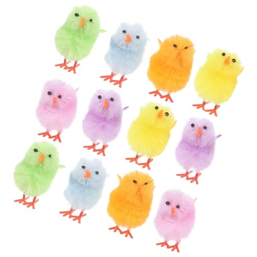 WEKADRIN 12 Stück Teiliges Mini Plüschküken Flauschige kleine Küken Figuren aus Hochwertigem Material Realistische Kleine Küken als Osterdeko als Mitgebsel und Tischdekoration für Ostern von WEKADRIN