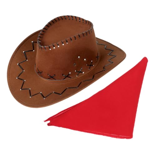 WEKADRIN 1satz Western Kostümset Für Erwachsene Inklusive Braunem Cowgirl Hut Und Rotem Dreiecksbandschal Für Karneval Halloween Cosplay Und -mottopartys Einzigartiger Look Robust Und WEKADRIN 1satz Western Kostümset Für Erwachsene Inklusive Braunem Cowgirl Hut Und Rotem Dreiecksbandschal Für Karneval Halloween Cosplay Und -mottopartys Einzigartiger Look Robust Und von WEKADRIN