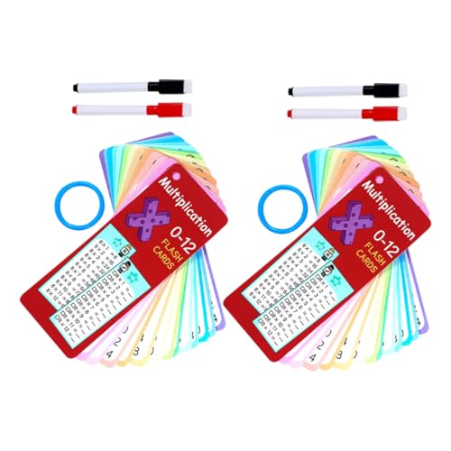 WEKADRIN 2 Sätze Multiplikations Lernkarten Abwischbare Mathe Flashcards mit Ringen Wiederverwendbare Dry Erase Lernkarten für Grundschule Interaktive Multiplikationstabellen Tragbare Mathe von WEKADRIN