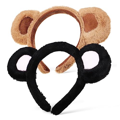 WEKADRIN 2 Stück Bärenohren Haarreifen Flauschiges Tierohren Stirnband Elastisch für Erwachsene und Cosplay Halloween Party Kostüm Zubehör von WEKADRIN