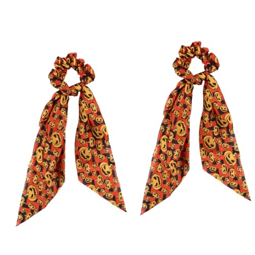 WEKADRIN 2 Stück Halloween Kürbis Haargummis Modische Haarschleifen mit Schleifen Design Leichtes Schonendes Haarband für Damen für Halloween Partys Kostüme und Festliche Anlässe von WEKADRIN