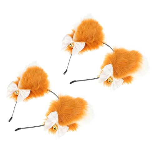 WEKADRIN 2 Stück Plüsch Katzenohren Stirnband Kuscheliges Anime Cosplay Haarband mit Glocken Leichtes Party Kopfschmuck für Geburtstag Fasching Halloween und Tierische Mottopartys von WEKADRIN