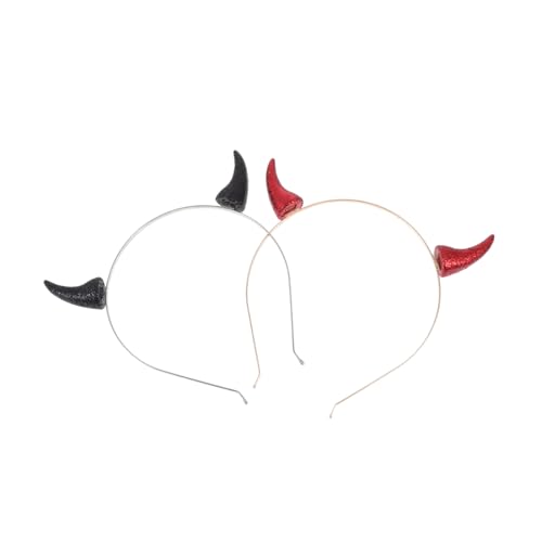 WEKADRIN 2 Stück Teiliges Halloween Teufelshorn Haarreif Langlebig Farblich Abgestimmt Schwarz Rot Festival Haarreifen für Karneval Party Cosplay und Fotografie Wiederverwendbar Charmantes von WEKADRIN