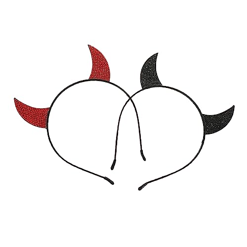 WEKADRIN 2 Stück Wasserfunkelnde Teufelshörner Haarreif Halloween Kostüm Zubehör Handgefertigtes Stirnband mit Schwarzen und Roten Hörnern für Karneval Cosplay und Party WEKADRIN 2 Stück Wasserfunkelnde Teufelshörner Haarreif Halloween Kostüm Zubehör Handgefertigtes Stirnband mit Schwarzen und Roten Hörnern für Karneval Cosplay und Party von WEKADRIN