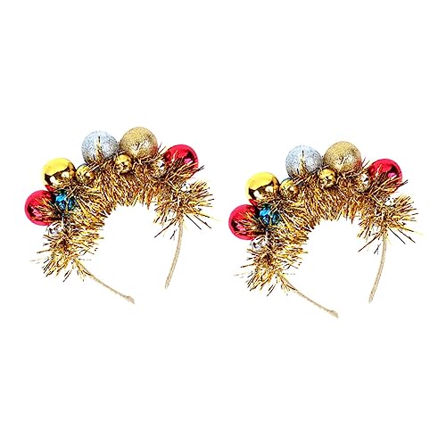 WEKADRIN 2 Stücke Weihnachtliches Haarband Leichte Bunte Kugel Haarreifen Dekorative Xmas Kopfbedeckung für Mädchen Langlebiges Kunststoffmaterial Festlicher Haarschmuck für Weihnachtsfeier von WEKADRIN
