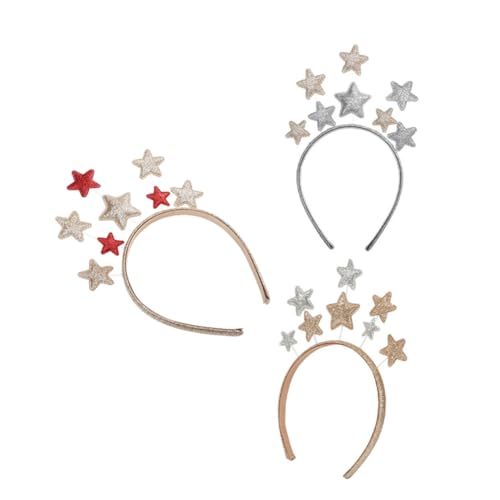 WEKADRIN 3 Stück Haarreifen Fünfzackige Stern Haarschmuck Metall Verziert Gold Silber Rot für Party und Festliche Anlässe Mädchen Accessoires von WEKADRIN