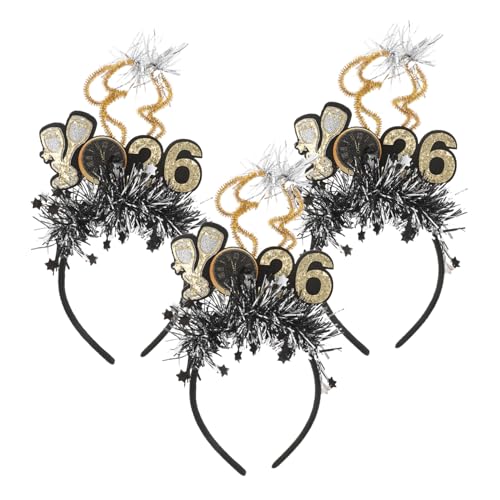 WEKADRIN 3 Stück Kopfbedeckung für die Neujahrsparty Haargummis für die Silvesterparty Kopfbedeckung für die Silvesterparty Haarschmuck für Jahr Neujahr Stirnband Plastik Schwarz WEKADRIN 3 Stück Kopfbedeckung für die Neujahrsparty Haargummis für die Silvesterparty Kopfbedeckung für die Silvesterparty Haarschmuck für Jahr Neujahr Stirnband Plastik Schwarz von WEKADRIN