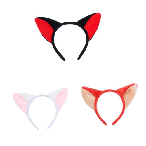 WEKADRIN 3 Stück Teiliges Fox Ohren Haarband Leichtes Haarschmuck Party Cosplay Stirnband für Damen und Mädchen Geeignet für Maskenball und Kostümfest von WEKADRIN