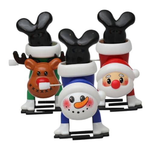 WEKADRIN 3 Stück Weihnachtliche Aufziehspielzeuge Lustige Desktop Deko Figuren Rentier Weihnachtsmann Schneemann Batteriefrei Handlich und Kreativ als Nikolausstrumpf Füller von WEKADRIN