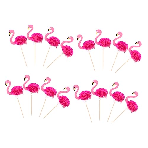 WEKADRIN 30 Stück Hawaiian Cupcake Picks Teiliges Tortenstecker mit Flamingo Design Kuchendekoration für Geburtstagsfeiern Hochzeiten und Themenpartys von WEKADRIN