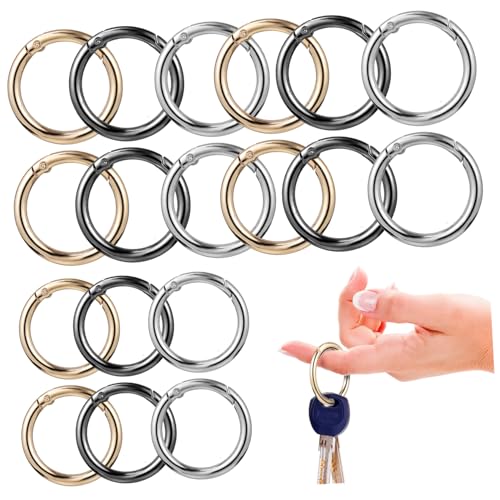 WEKADRIN 30 Stück Teiliges Runde Metall Karabiner Clips in Gold Schwarz Silber und O Ring Schlüsselanhänger Karabinerhaken für Taschen Rucksäcke Handtaschen DIY Zubehör von WEKADRIN