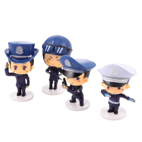 WEKADRIN 4 Stück Cartoon Figurine Polizei Tortendeko Teilig Cake Topper für Geburtstag Deko Junge Mädchen Polizei Feier Dekoration Zimmer Auto Schreibtisch von WEKADRIN