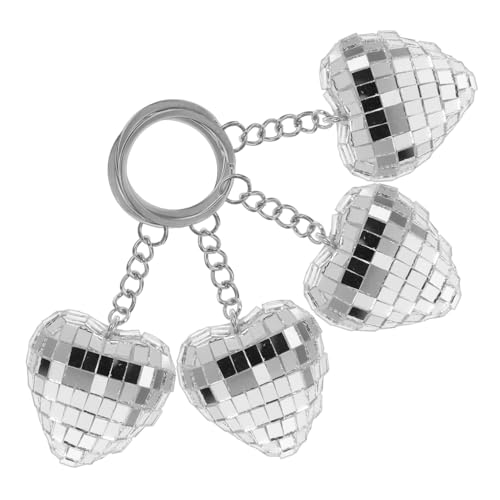 WEKADRIN 4 Stück Herzförmiger Disco Schlüsselanhänger Silber Langlebiges Ornament Vielseitig für Party Tasche Auto Modisches Accessoire für Disco Dekoration WEKADRIN 4 Stück Herzförmiger Disco Schlüsselanhänger Silber Langlebiges Ornament Vielseitig für Party Tasche Auto Modisches Accessoire für Disco Dekoration von WEKADRIN