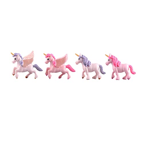 WEKADRIN 4 Stück Teiliges Einhorn und Fliegender Pferd Micro Landschaft Deko Niedliche Cartoon Figuren für Kuchen und Party Langlebige Miniatur Ornamente für von WEKADRIN