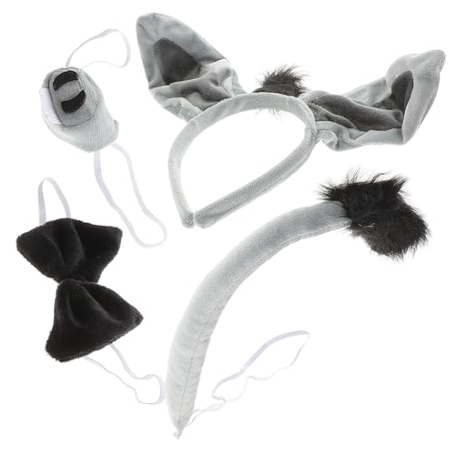 WEKADRIN 4 Stück Teiliges Esel Kostüm Halloween Tierkostüm Stirnband Fliege Nase für Karneval Geburtstagsfeier Verkleidung von WEKADRIN