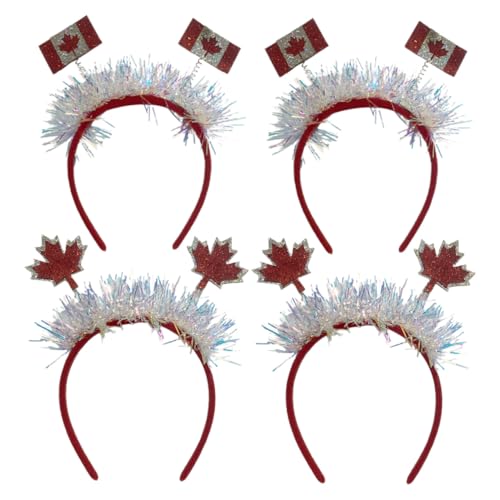 WEKADRIN 4 Stück Teiliges Festival Haarreif mit Zarten Ahornblatt Kostüm Accessoires Leichter Haarschmuck für Mädchen für Karneval Party und Nationalfeiertag von WEKADRIN