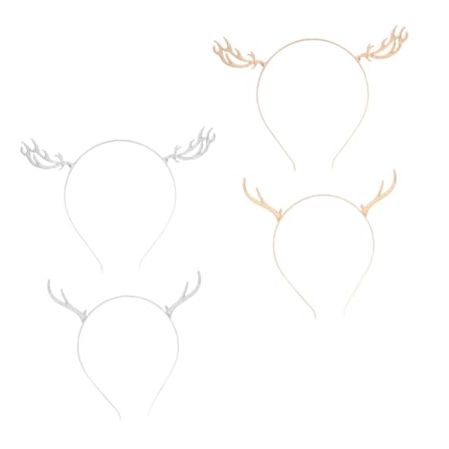 WEKADRIN 4 Stück Weihnachts Stirnbänder Geweih Haarreifen aus Legierung Kopfschmuck für Damen Festlicher Haarschmuck für Weihnachten Party Zubehör von WEKADRIN