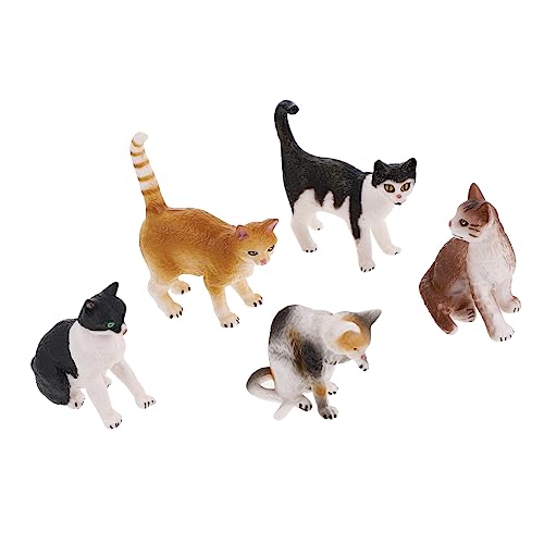 WEKADRIN 5 Stück Teiliges Katzenfiguren Realistische Miniatur Katze Tierfiguren Kunststoff Handbemalt Langlebig als Kinderspielzeug Deko für Garten Miniaturgarten Puppenhaus Terrarium von WEKADRIN