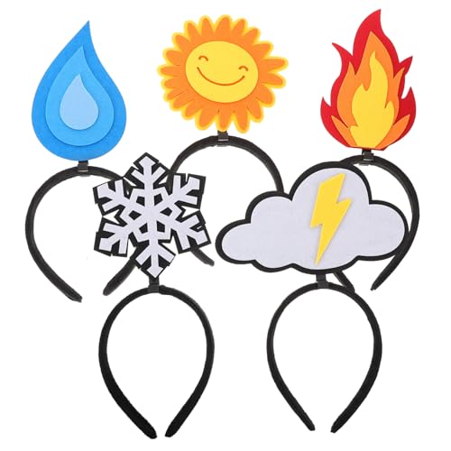 WEKADRIN 5 Stück Teiliges Party Kreative Filz Haarreifen mit Flammen Sonne Wolke Schneeflocke Lustige Kopfbänder für Erwachsene Vielseitige Designs für Feierlichkeiten von WEKADRIN