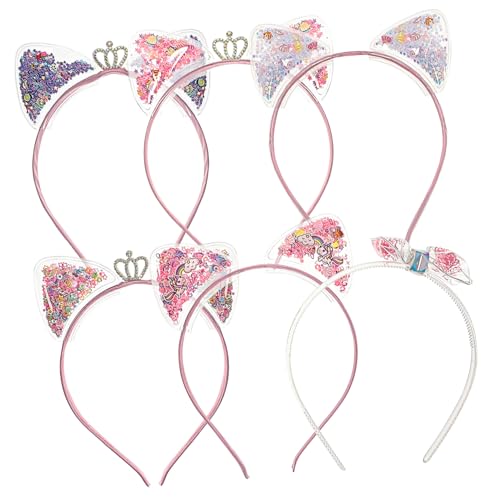 WEKADRIN 6 Stück Teiliges Glitzer Katzenohren Stirnbänder für Kleine Mädchen Leichtes Komfortables Party Haaraccessoire Niedliches Design für Alltag und Festlichkeiten von WEKADRIN