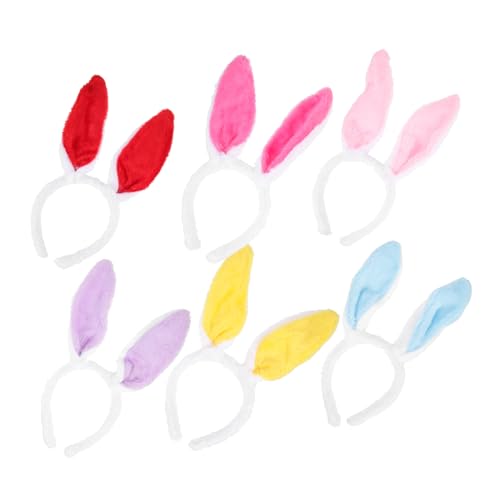 WEKADRIN 6 Stück Teiliges Hasenohren Haarreif Buntes Ostern Kopfband Leichtes Bequemes Cosplay Zubehör für Party Karneval Halloween und Fotoshootings Einfaches und Absetzen von WEKADRIN