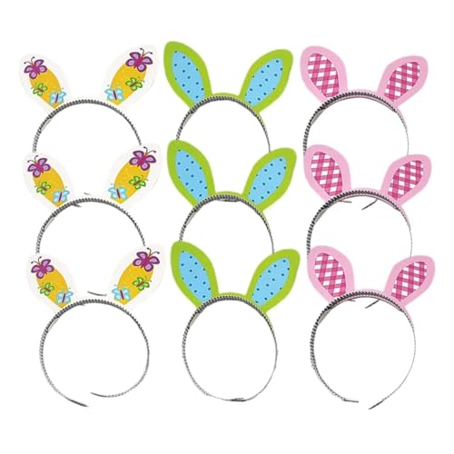 WEKADRIN 9 Stück Teiliges Ostern Hasenohren Haarreif Leichtes Haarschmuck Accessoire für Erwachsene Modisch und Bequem für Party Festival Foto Requisiten und Festliche Kostüme von WEKADRIN