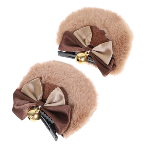 WEKADRIN Bärenohren Haarklammer Kawaii Haarspange mit Schleife für Mädchen Cosplay Party Halloween Karneval Kopfschmuck Niedlich Flauschig Braun von WEKADRIN