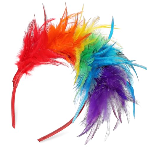 WEKADRIN Buntes Stirnband mit Verstellbarer Federkopfbedeckung für Damen Modisches Haarband für Karneval Party Hochzeit und Festival Geeignet für Haartypen Auffälliges Accessoire von WEKADRIN