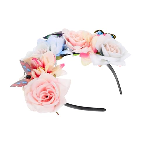 WEKADRIN Butterfly Headband mit Simulierten Blumen Halloween Haarreif mit Schmetterlings Dekor Langlebiges Boho Stirnband für Frauen Geeignet für Halloween Partys Fotoshootings und von WEKADRIN