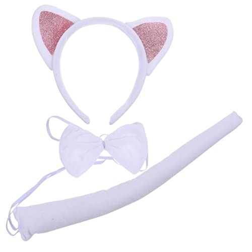 WEKADRIN Cosplay Katzenohren Haarreif mit und Schleife Leichtes Weiches Tierkopfband für Mädchen Party Foto Requisiten Bühnenauftritte Geburtstags Festdekoration von WEKADRIN