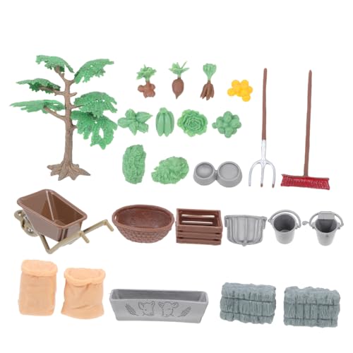 WEKADRIN Dekoratives Bauernhofmodell PVC Stein Nachbildung Miniatur Bauernhof Szene Umweltfreundliche Kinderspielzeug Obst Gemüse Figuren Gartendekor von WEKADRIN