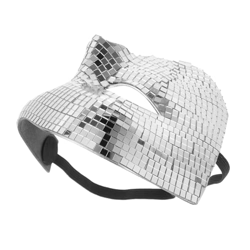 WEKADRIN Disco Glitzer Halbgesichtsmaske Silber Atmungsaktive Leichte Spiegelmaske für Karneval Halloween Masquerade Party Cosplay Vielseitig Kombinierbar Robustes Material für Damen und von WEKADRIN