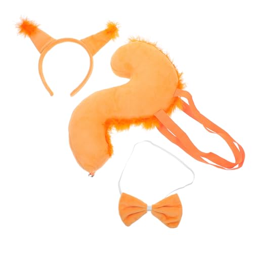 WEKADRIN Eichhörnchen-Stirnband-Set Tierohren-Stirnband für Halloween Cosplay Eichhörnchen Schwanzkostüm Tier Stoff Gelb von WEKADRIN