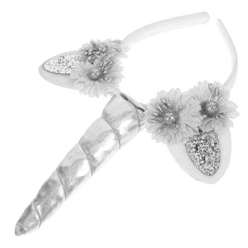 WEKADRIN Einhorn Haarreif mit Stoffblumen Party Stirnband für Mädchen Leichtes Bequemes Accessoire für Geburtstag Karneval Festliche Anlässe und Kostümpartys von WEKADRIN