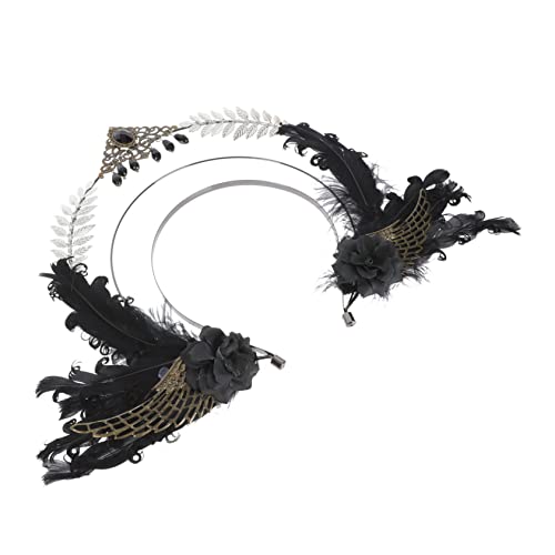 WEKADRIN Federschmuck Stirnband mit Funkelnden Strasssteinen Leichter Haarreif für Halloween Bühnenauftritte und Maskeraden Modischer Kopfschmuck für Damen Party Accessoire in Schwarz WEKADRIN Federschmuck Stirnband mit Funkelnden Strasssteinen Leichter Haarreif für Halloween Bühnenauftritte und Maskeraden Modischer Kopfschmuck für Damen Party Accessoire in Schwarz von WEKADRIN