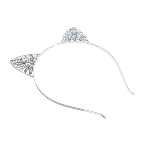 WEKADRIN Glitzernder Katzenohren Haarreif mit Strahlenden Strasssteinen Modisches Tierohren Stirnband für Damen Glänzendes Accessoire für Cosplay Halloween und Party Süßes Katzen Design von WEKADRIN
