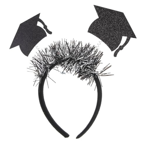 WEKADRIN Graduation Headband mit Doktorhut design Silberner Party haarschmuck mit Schwarzem Gold stern Komfortabel und Langlebig für Abschlussfeier und Fotorequisit von WEKADRIN
