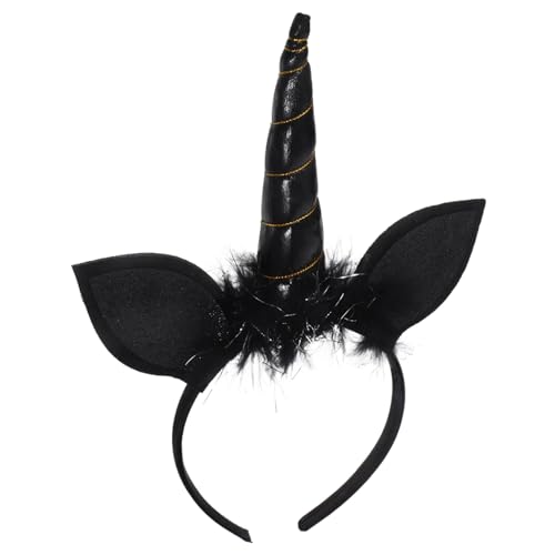 WEKADRIN Haarreif Einhorn Design Schwarz Cosplay Party Kopfschmuck Leicht Festlich für Mädchen Performance Accessoire von WEKADRIN